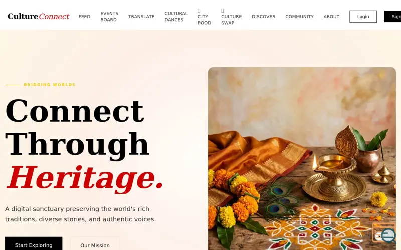 Screenshot of culture connect app