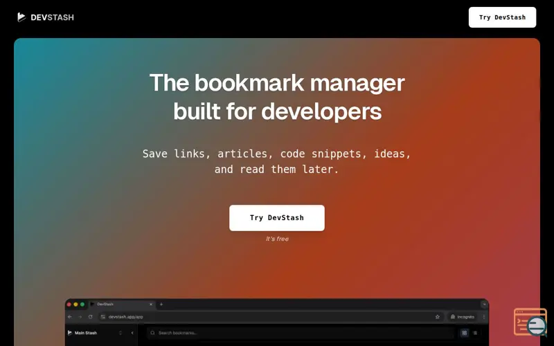 Screenshot of DevStash, a launch using OpenReplay