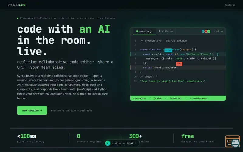 Screenshot of SyncodeLive