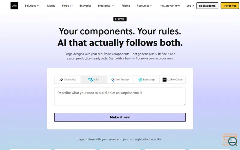 Screenshot of UXPin Forge, a launch using Google Hosted Libraries
