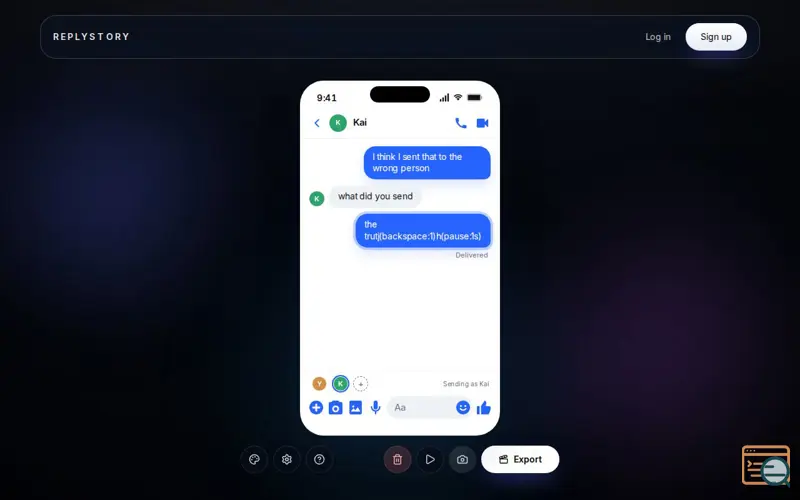 Screenshot of ReplyStory