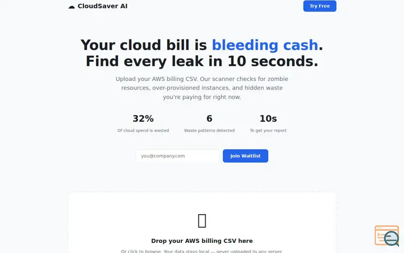 Screenshot of CloudSaver AI