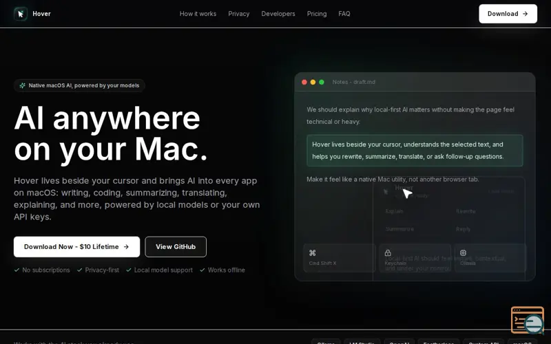 Screenshot of Hover for Mac