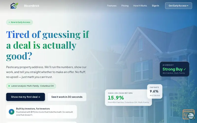 Screenshot of BloomBrick, a launch using RentCast