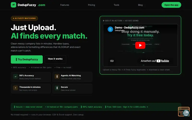 Screenshot of DedupFuzzy AI