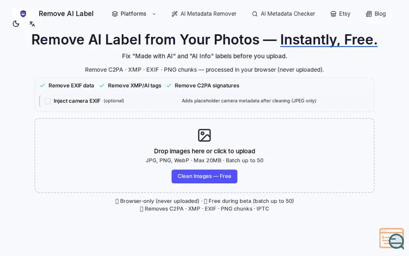 Screenshot of Remove AI Label