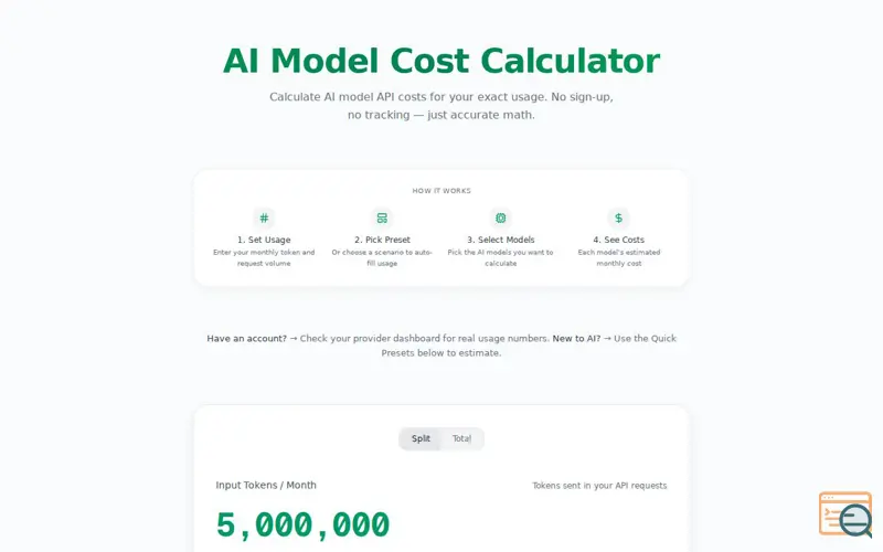 Screenshot of AI Model Cost Calculator