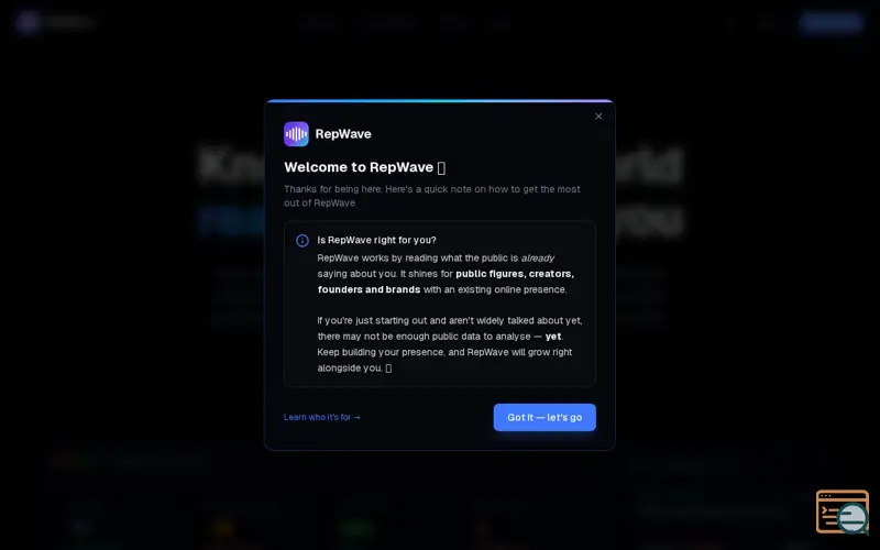 Screenshot of RepWave — Reputation Intelligence