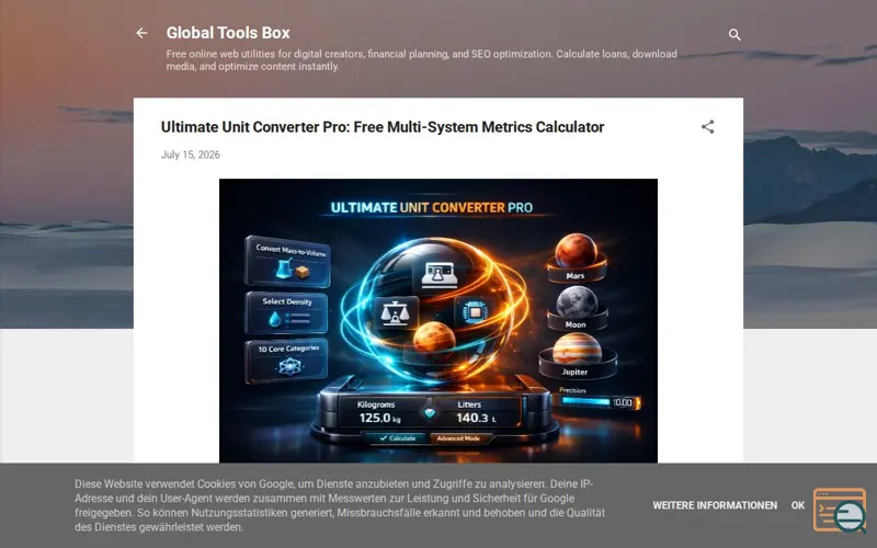 Screenshot of Ultimate Unit Converter Pro, a launch using Adsterra