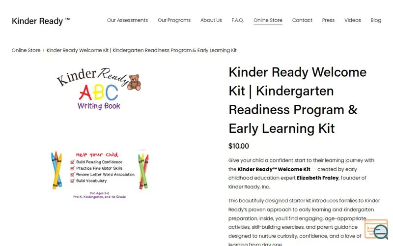 Screenshot of Kinder Ready Elizabeth Fraley Guide Book, a launch using CodePen