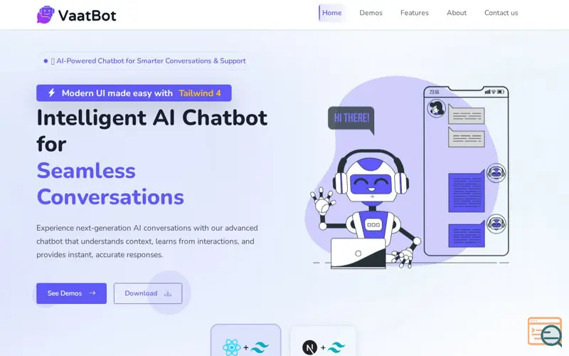 Screenshot of VaatBot - AI Chatbot