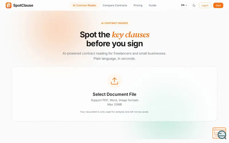 Screenshot of SpotClause