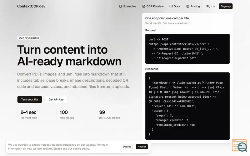 Screenshot of ContextOCR.dev