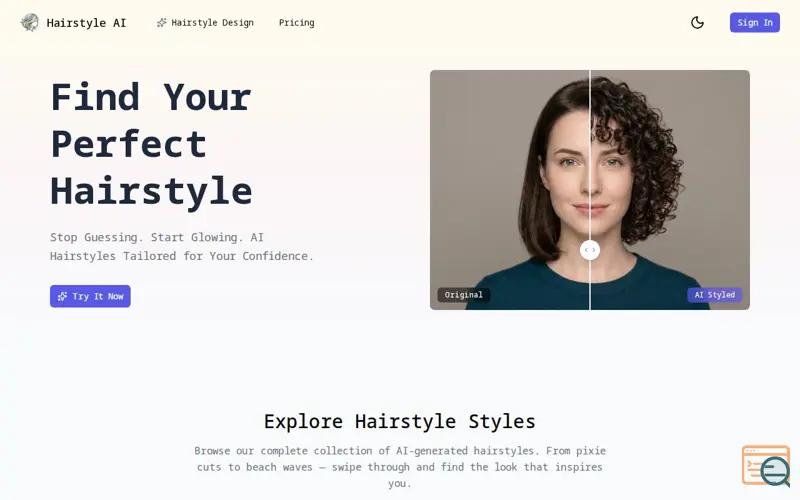 Screenshot of aihairstylegen
