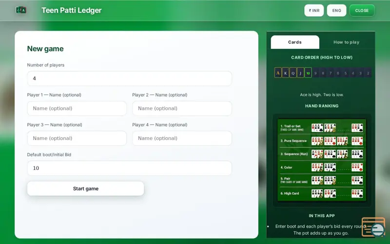 Screenshot of Teen Patti Ledger