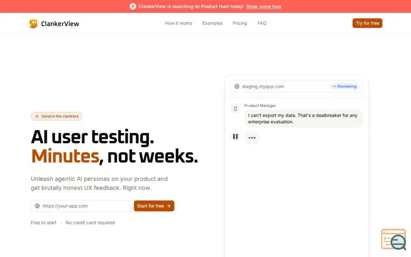 Screenshot of ClankerView, a launch using Netim DNS
