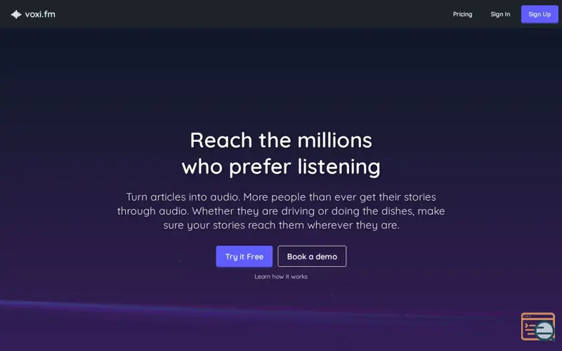 Screenshot of Voxi.fm