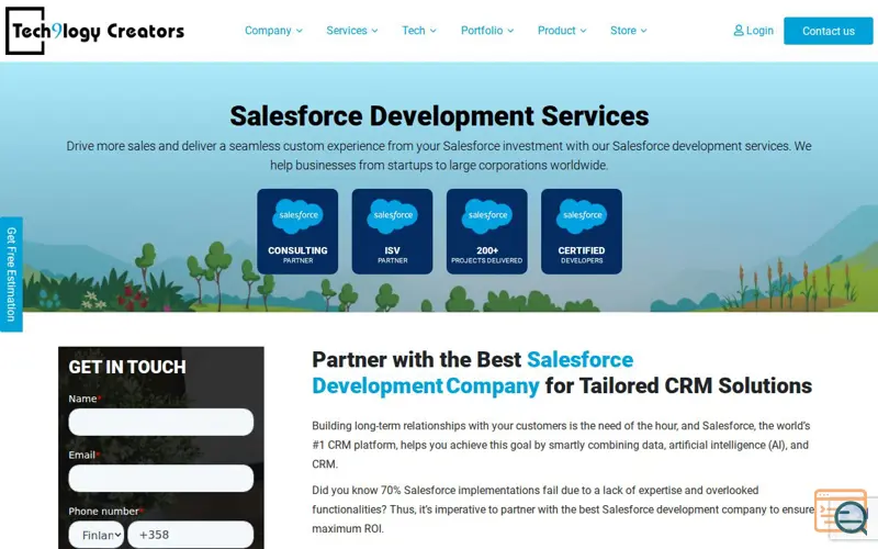 Screenshot of Salesforce Development Services Company