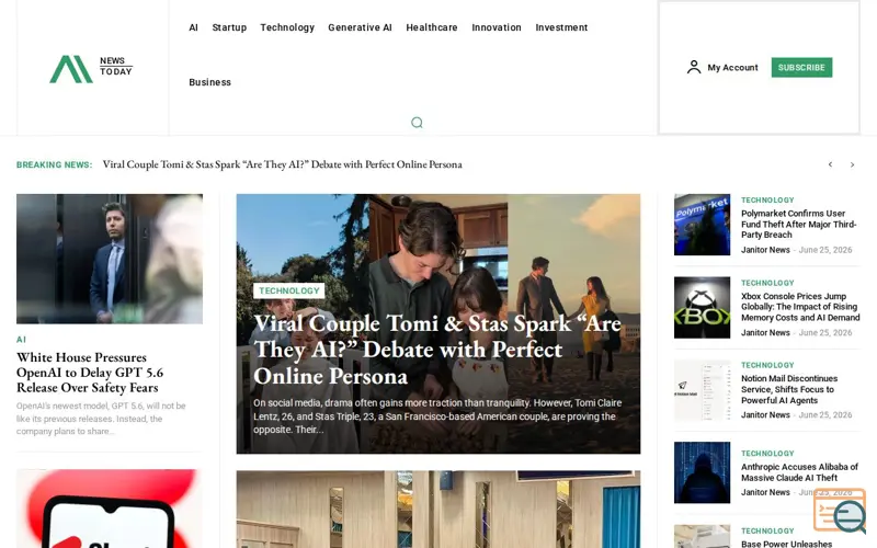 Screenshot of AI NEWS TODAY