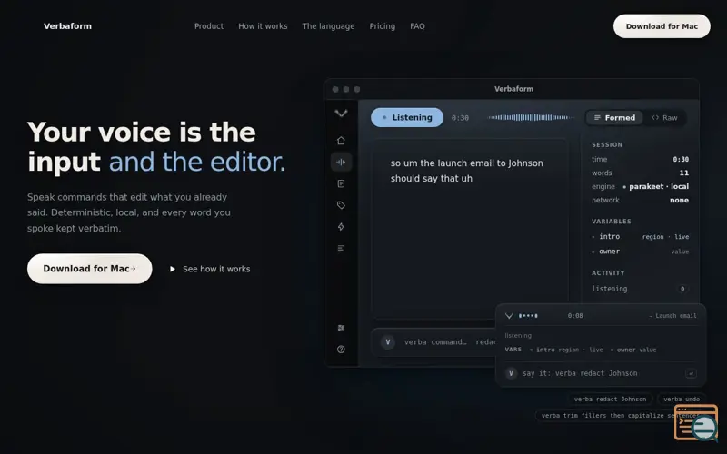 Screenshot of Verbaform