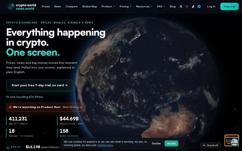 Screenshot of CryptoWorld News