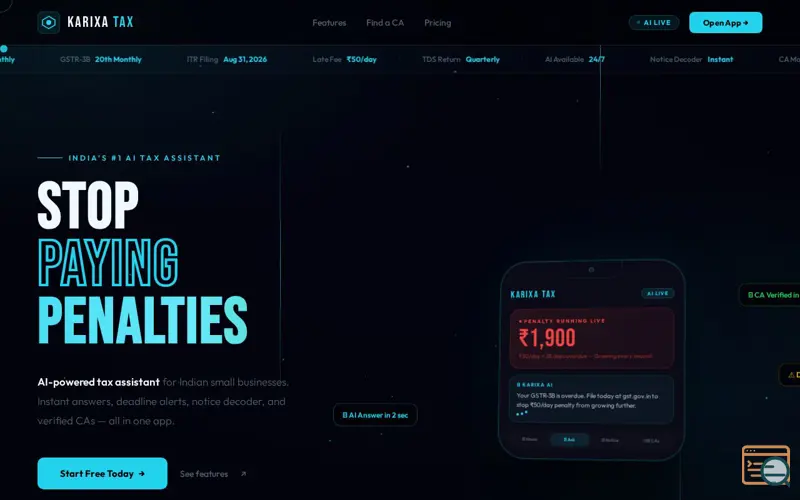 Screenshot of Karixa Tax