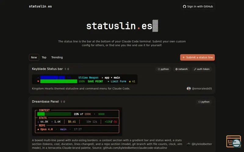 Screenshot of Statuslin.es