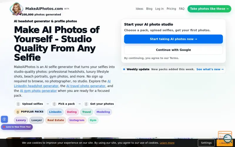 Screenshot of MakeAiPhotos