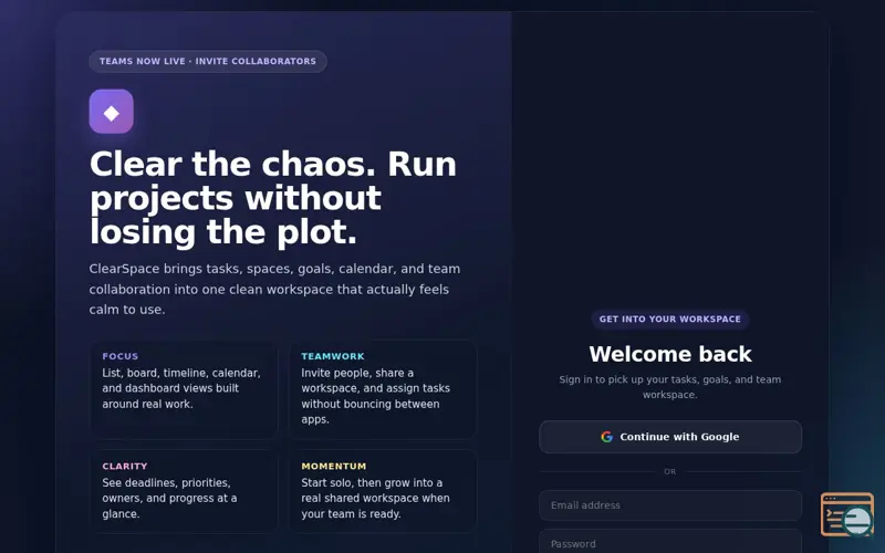 Screenshot of ClearSpace