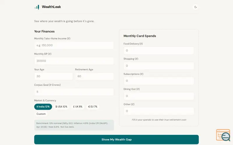 Screenshot of WealthLeak