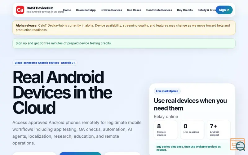 Screenshot of CaIoT DeviceHub