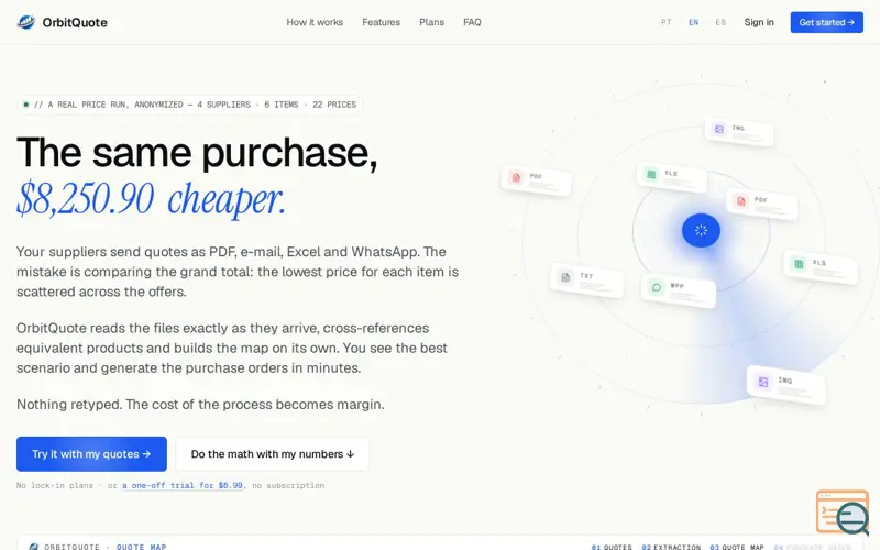 Screenshot of Orbitquote
