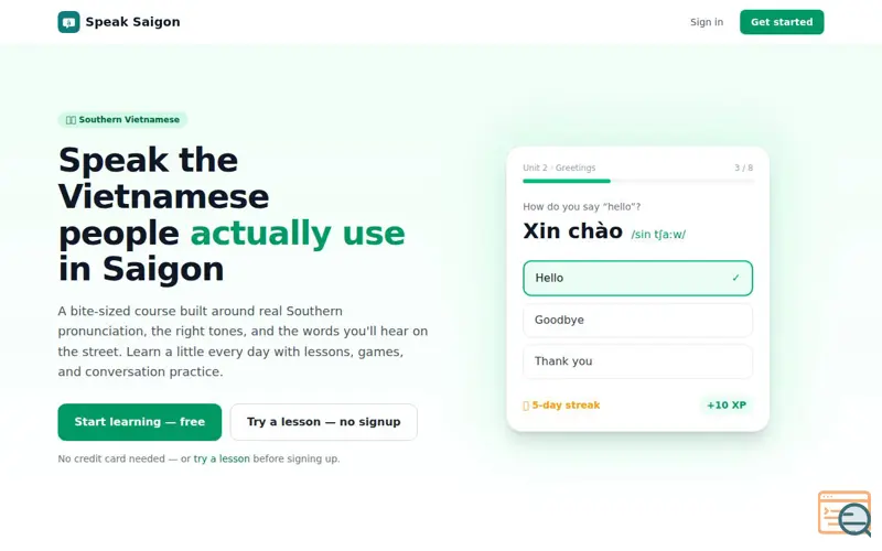 Screenshot of Speak Saigon