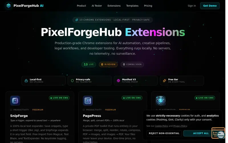 Screenshot of PixelForge AI Toolkit