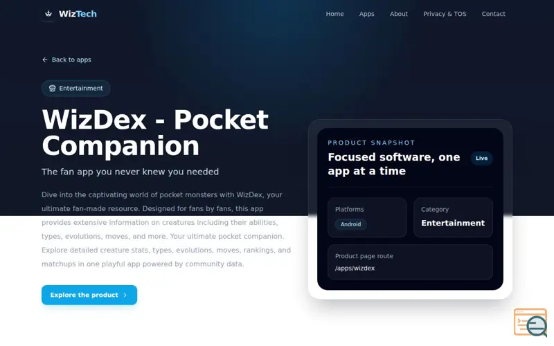 Screenshot of WizDex