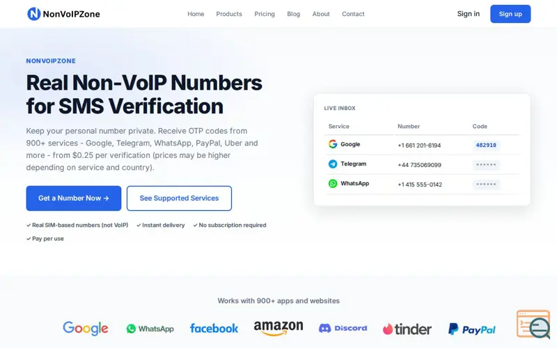 Screenshot of NonVoIPZone