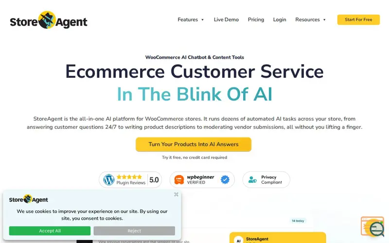 Screenshot of StoreAgent AI