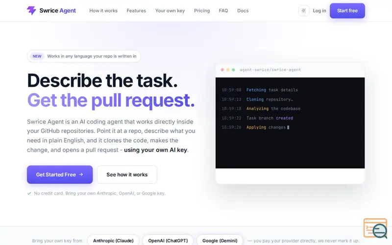 Screenshot of Swrice Agent, a launch using Freemius