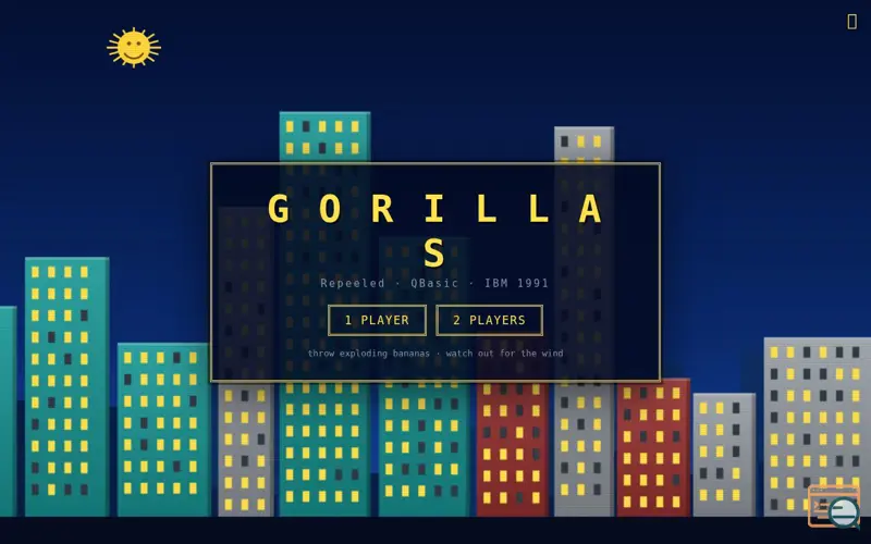 Screenshot of QBasic Gorillas (Repeeled)