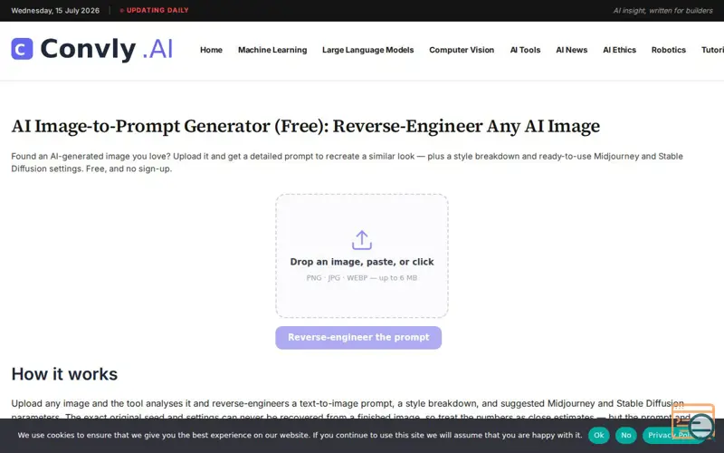 Screenshot of Convly Image-to-Prompt