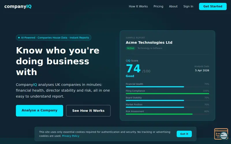 Screenshot of CompanyIQ