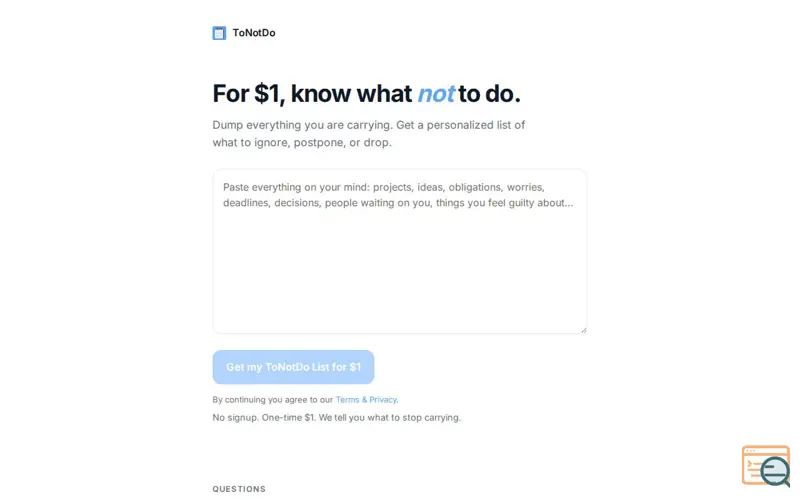 Screenshot of ToNotDo