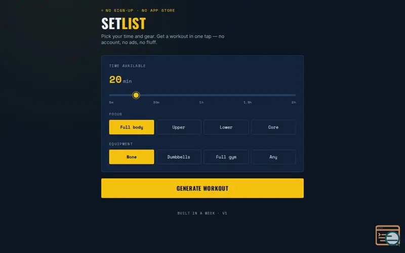 Screenshot of Setlist