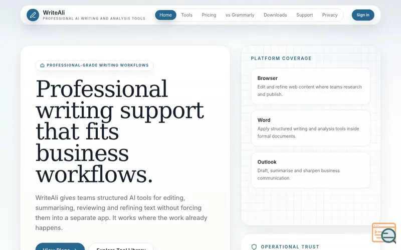 Screenshot of WriteAli