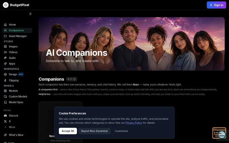 Screenshot of AI Companion