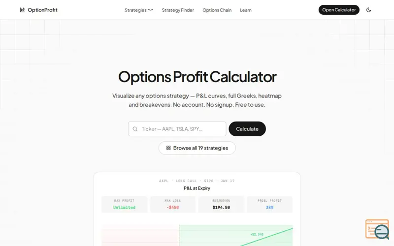 Screenshot of OptionProfit