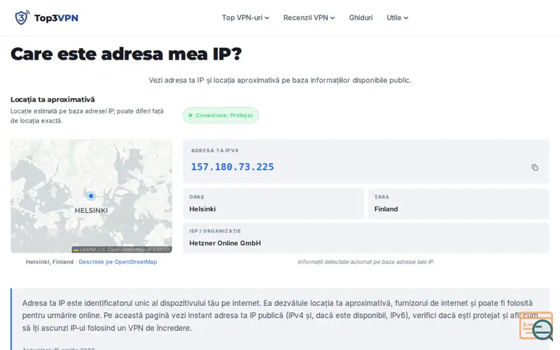 Screenshot of top3vpn IP Checker