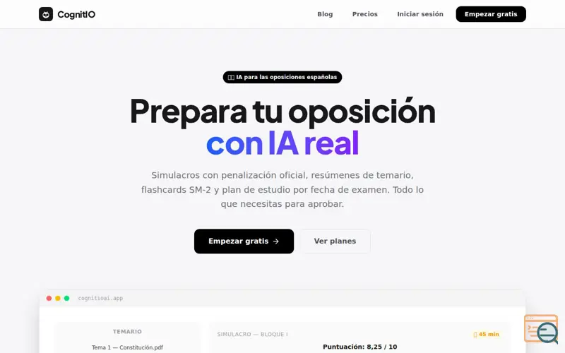 Screenshot of CognitIO — IA para el estudio