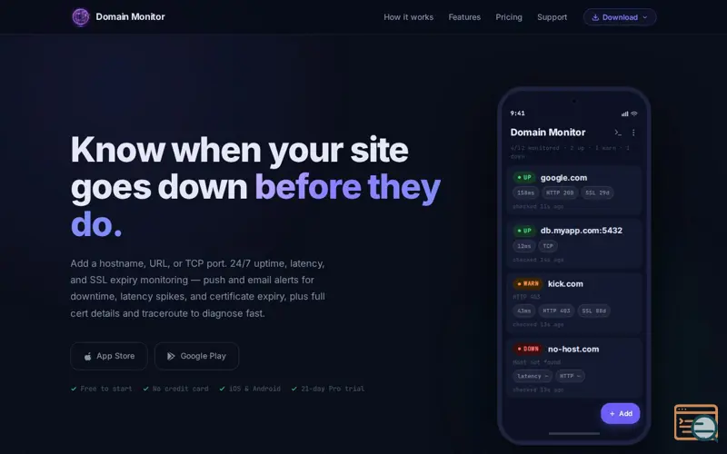 Screenshot of Domain Monitor by SamTech