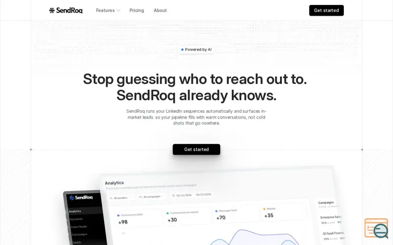 Screenshot of SendRoq